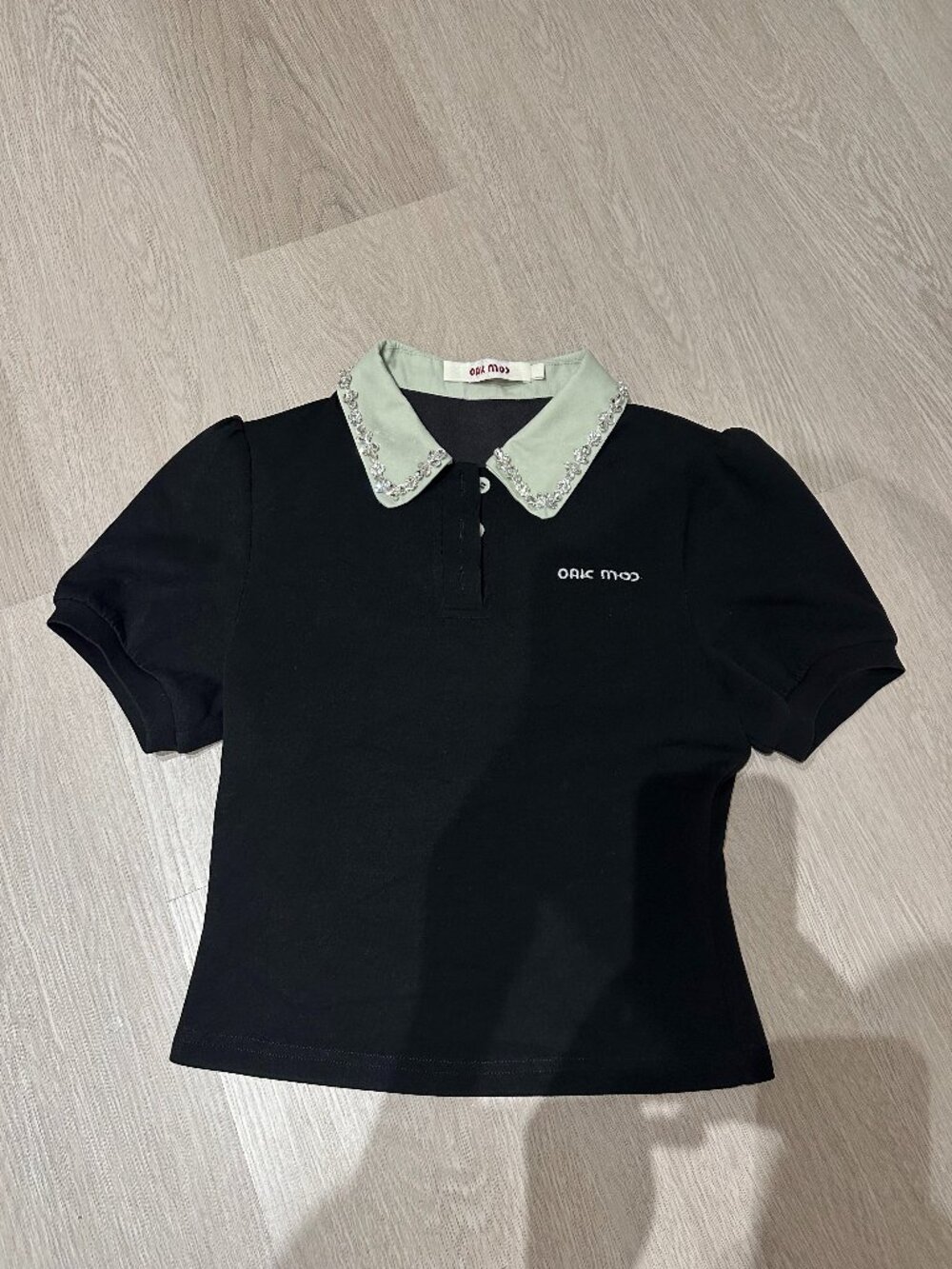 OAKMOO Lace Collar Polo Top